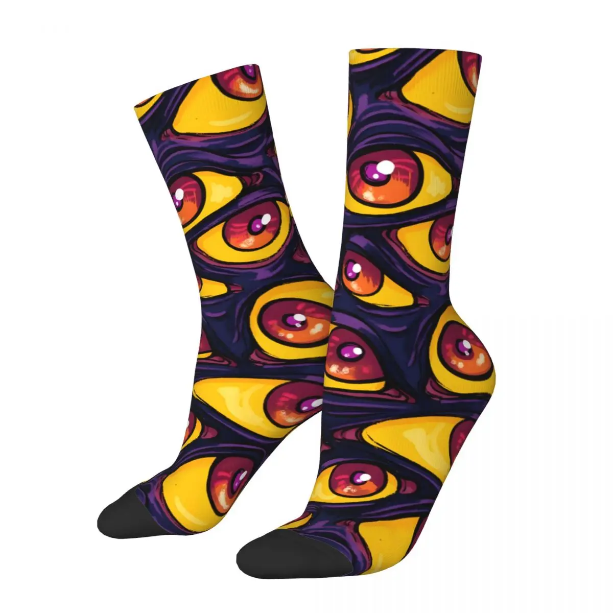 Crazy compression Wall Of Eyes In Dark Purple Sock for Men Harajuku Quality Pattern Crew Sock Casual