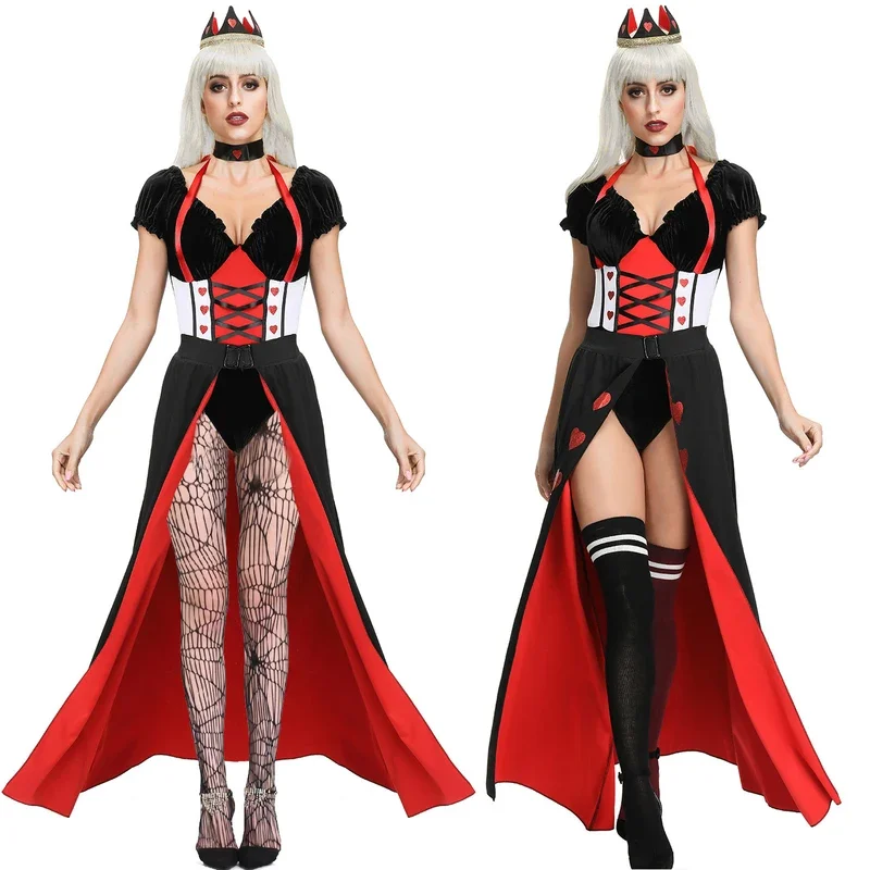 Косплей Королева сердец костюмы на Хэллоуин для женщин платье принцессы фильм роль ведьмы дворец женская юбка костюм Рождество Ca # 1 # В