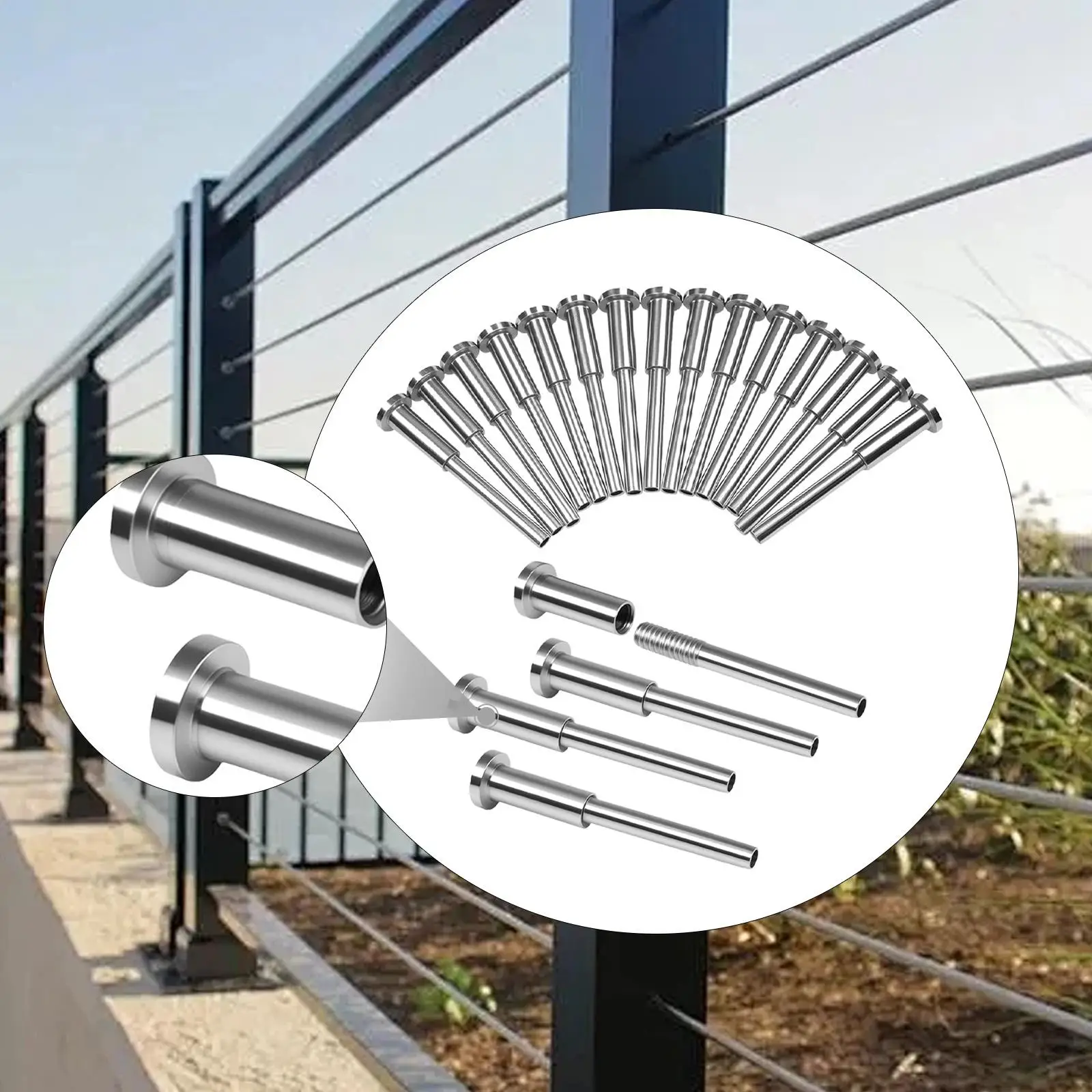 

20 комплектов невидимых кабельных перил для деревянных/металлических стержней размером 2 x 2 дюйма, конец шпилек