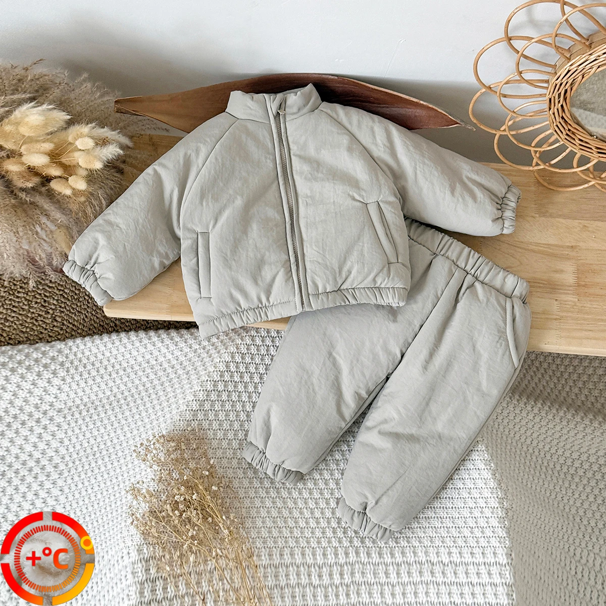 toddler-kids-winter-warm-2pcs-set-solid-color-padded-jacket-and-pants-loose-casual-neutral-outfit