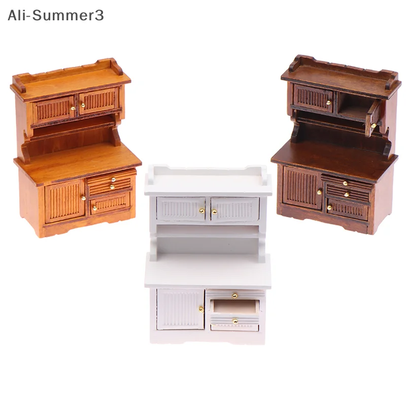 HMA76-1/12 인형집 미니 사이드보드 책장 인형 집 미니어처 주방 가구 장식 장난감 인형 집 생활 장면 액세서리
