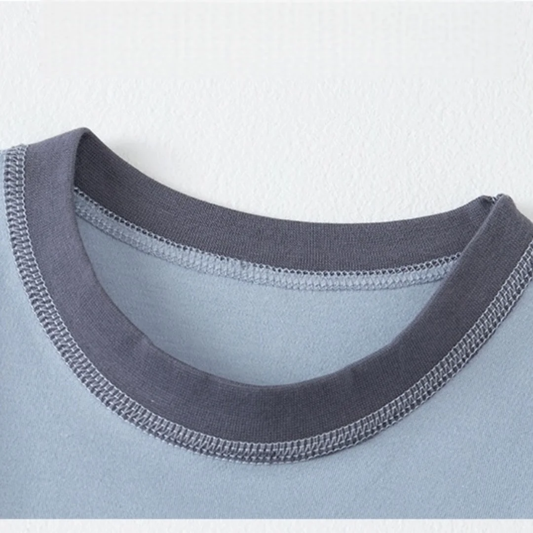 أطفال بوي القطن ملابس اخلية حرارية مجموعات الشتاء 4-9Y الأطفال التباين اللون الدافئة المتسكعون طويلة الأكمام السراويل لينة فتاة منامة #5