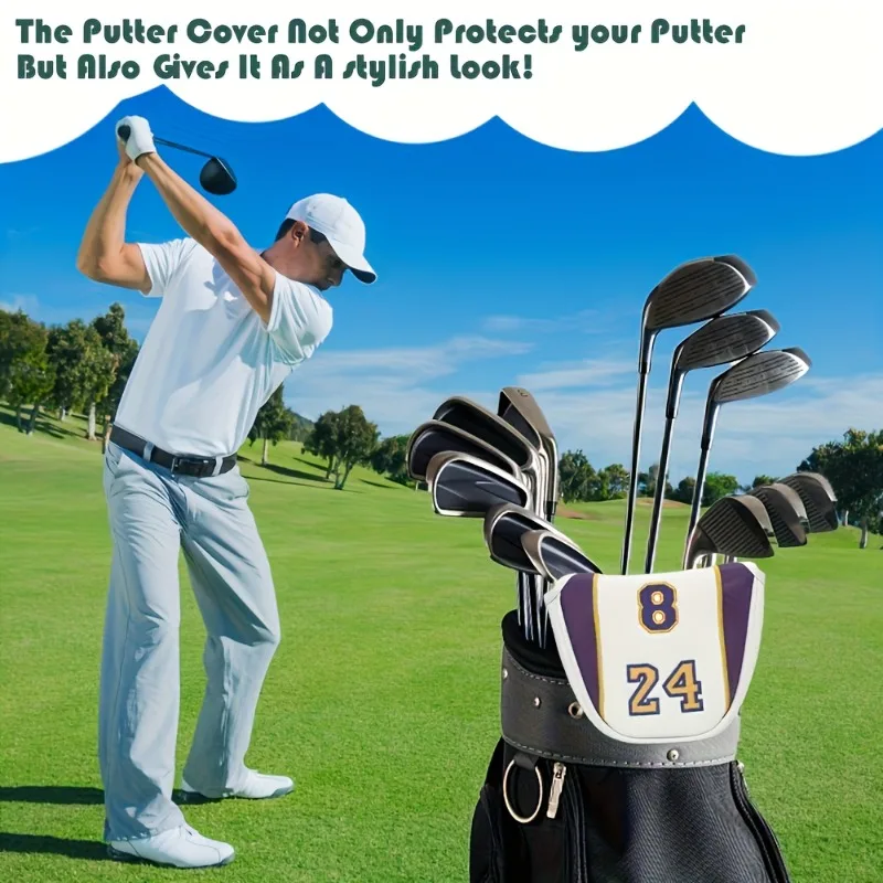 غطاء رأس متين لنادي الجولف بتصميم نجمي ورقمي - إغلاق مغناطيسي، واقي قضيب دفع الجولف، ملحقات الجولف