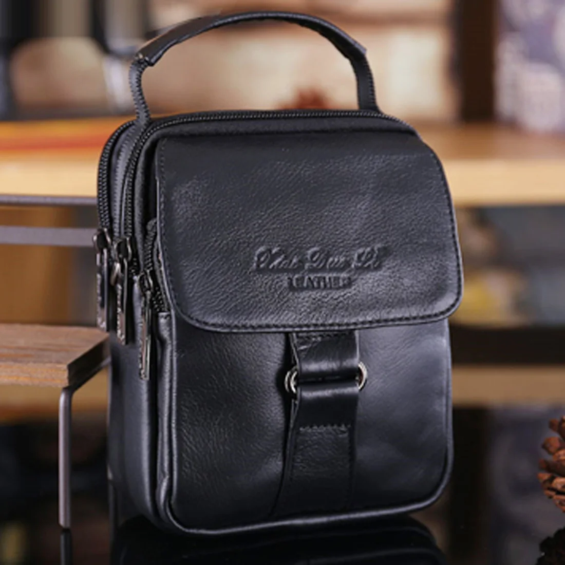 Men Small Crossbody Shoulder Messenger Bag Handbag Pouch Genuine leather Male Real Cowhide Hip Fanny Pack Belt Waist Bag Purse