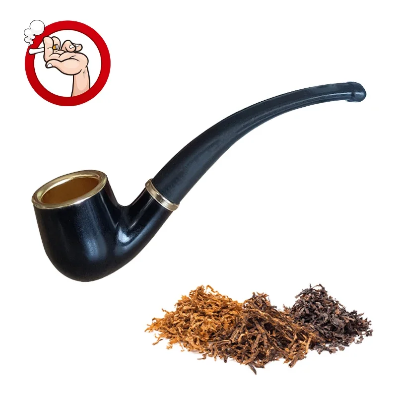 عالية الجودة الكلاسيكية خشب الأبنوس خشب متين أنبوب التبغ أنبوب التدخين عازمة مقبض صالح للهدايا للأب ، اكسسوارات السجائر