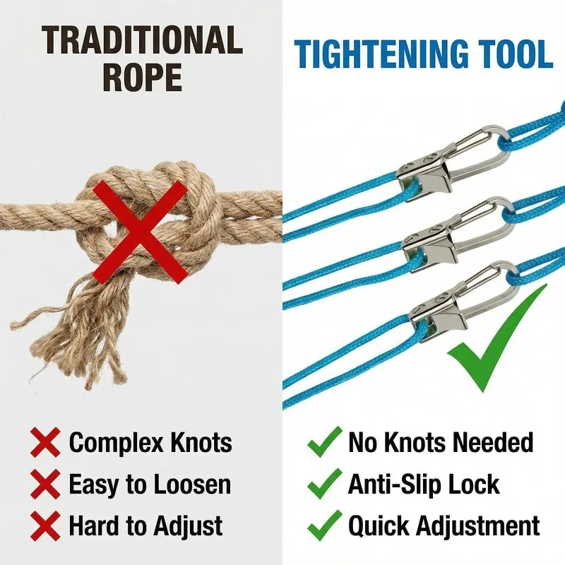 Outdoor Camping Reflective Guyline Rope with Tensioner Puller Tent Fixing Cord High Visibility Wind Resistant Rope Accessories