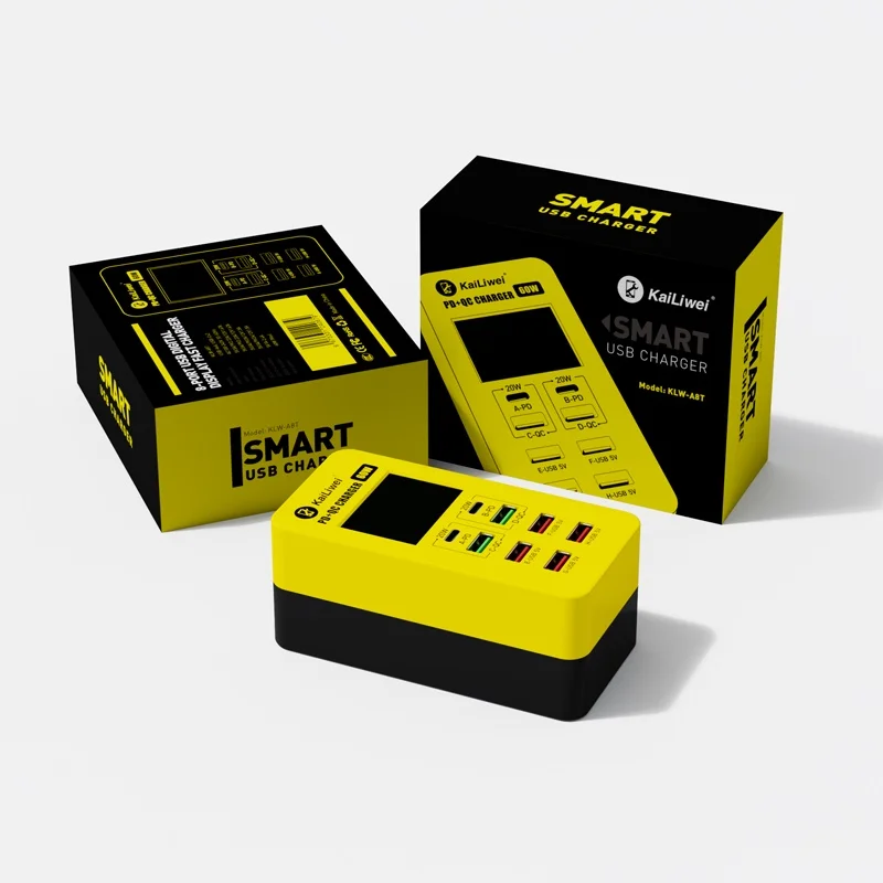 Kailiwei KLW-A8T 8 Port Charger 60W High Power USB Plug Fast Charging Suitable Home Multiple Mobile Phones Interface Sockets