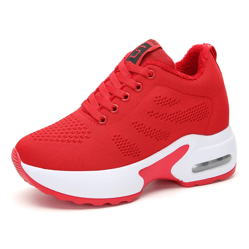 

2025 женские кроссовки на платформе, сетчатые повседневные кроссовки, плюшевые теплые осенне-зимние дышащие прогулочные туфли на танкетке, женские WSH5405