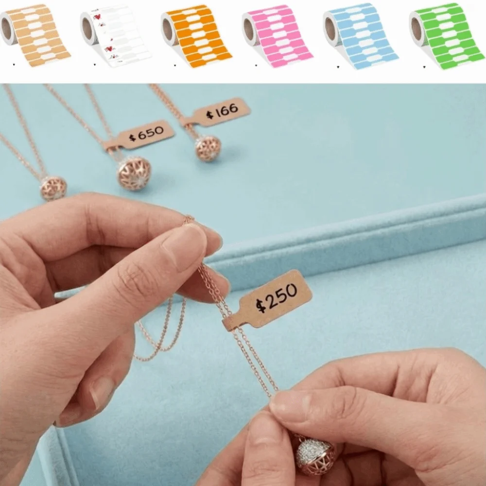 500Pcs Blank Price Tags Portable Long lasting Kraft Paper Tags Classification Marking Self Adhesive Price Display Tool