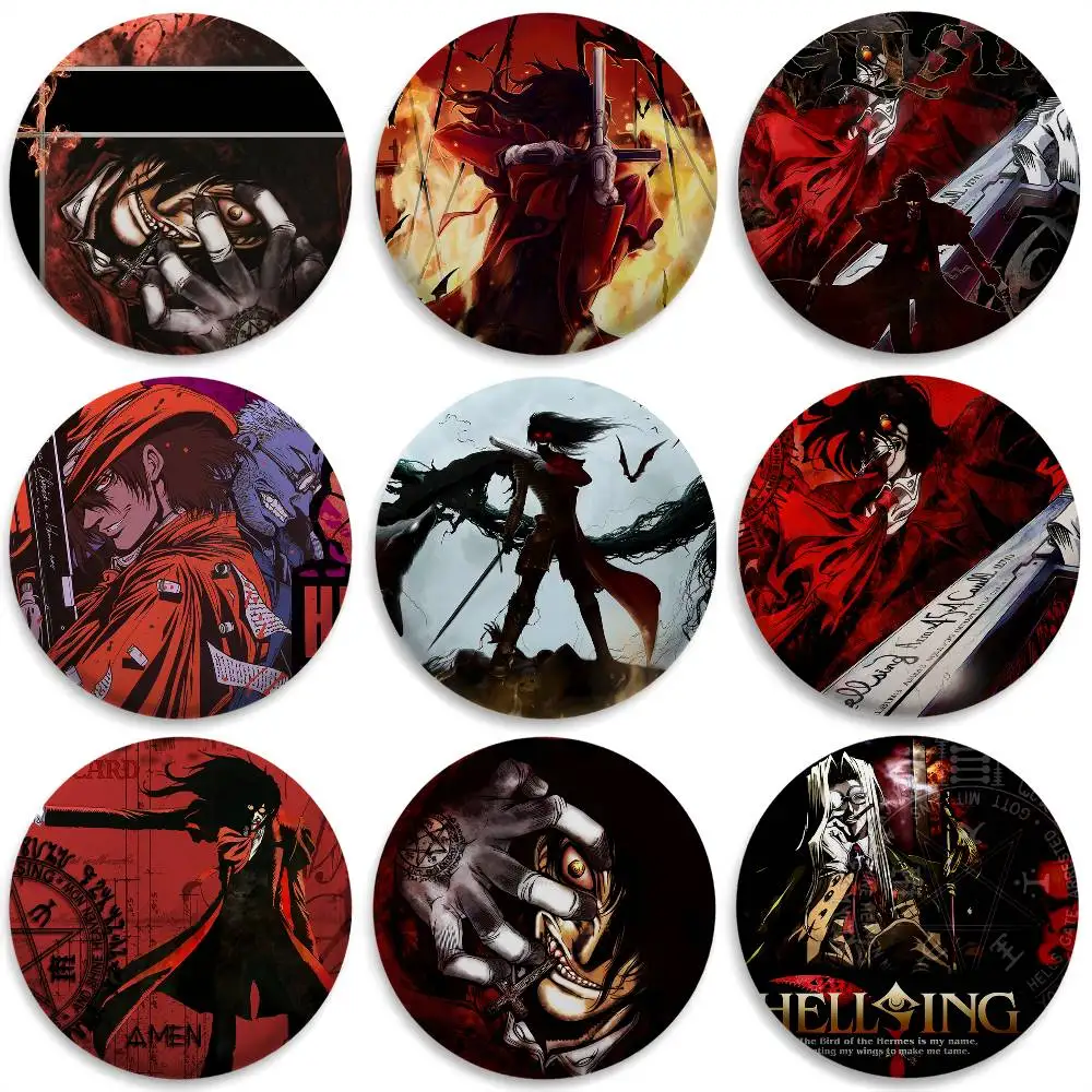 

Alucard H-Hellsing Anime Badges Round Exquisite Badge Brooches Creative Pins For Clothes Hat Backpack Gift Accessories