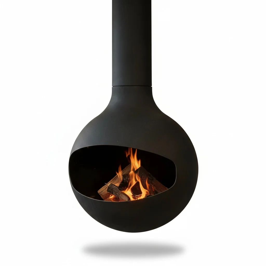 Suspended Ethanol Fireplace, Heavy Duty Steel Ceiling-Mounted Fire Pit, Ventless Smokeless Bio-ethanol Modern Hanging Fireplace