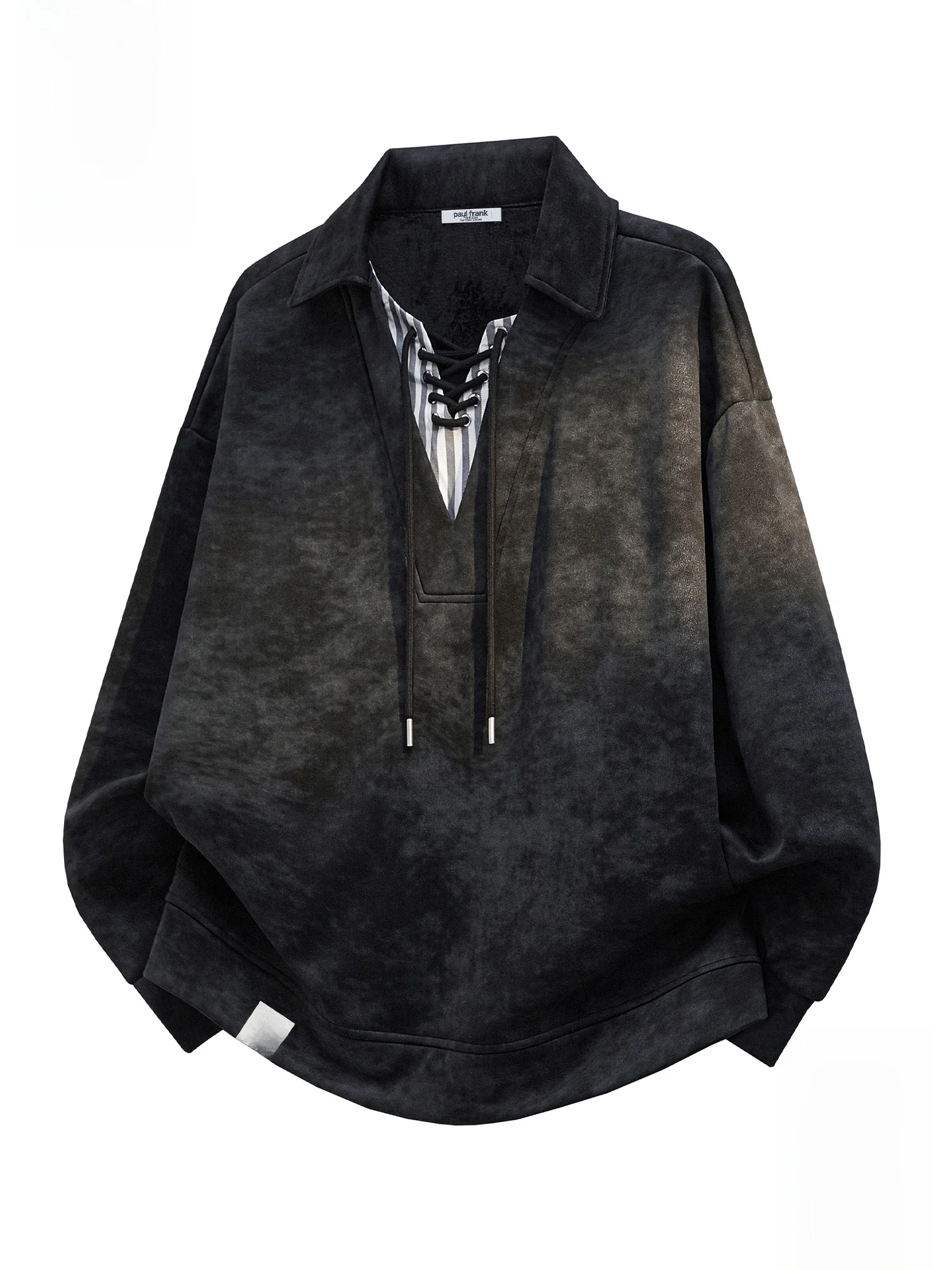 

PaulFrank American Sle Tie Dye Collared Hoodie Men's Spring Trend Casual Overhead irt Loose Fit Polyester Fiber Long Sve