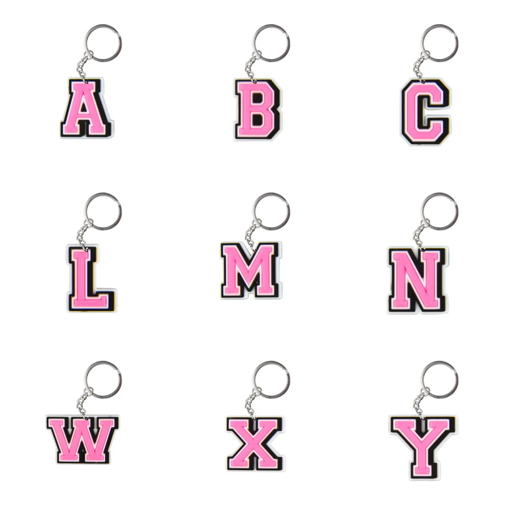 1pcs Mignon Dessin Animé Rose Porte-clés Garçons Bol A-Z Porte-clés Enfants Alphabet Clé EquiLetter Porte-clés Pour Les Cadeaux D'anniversaire