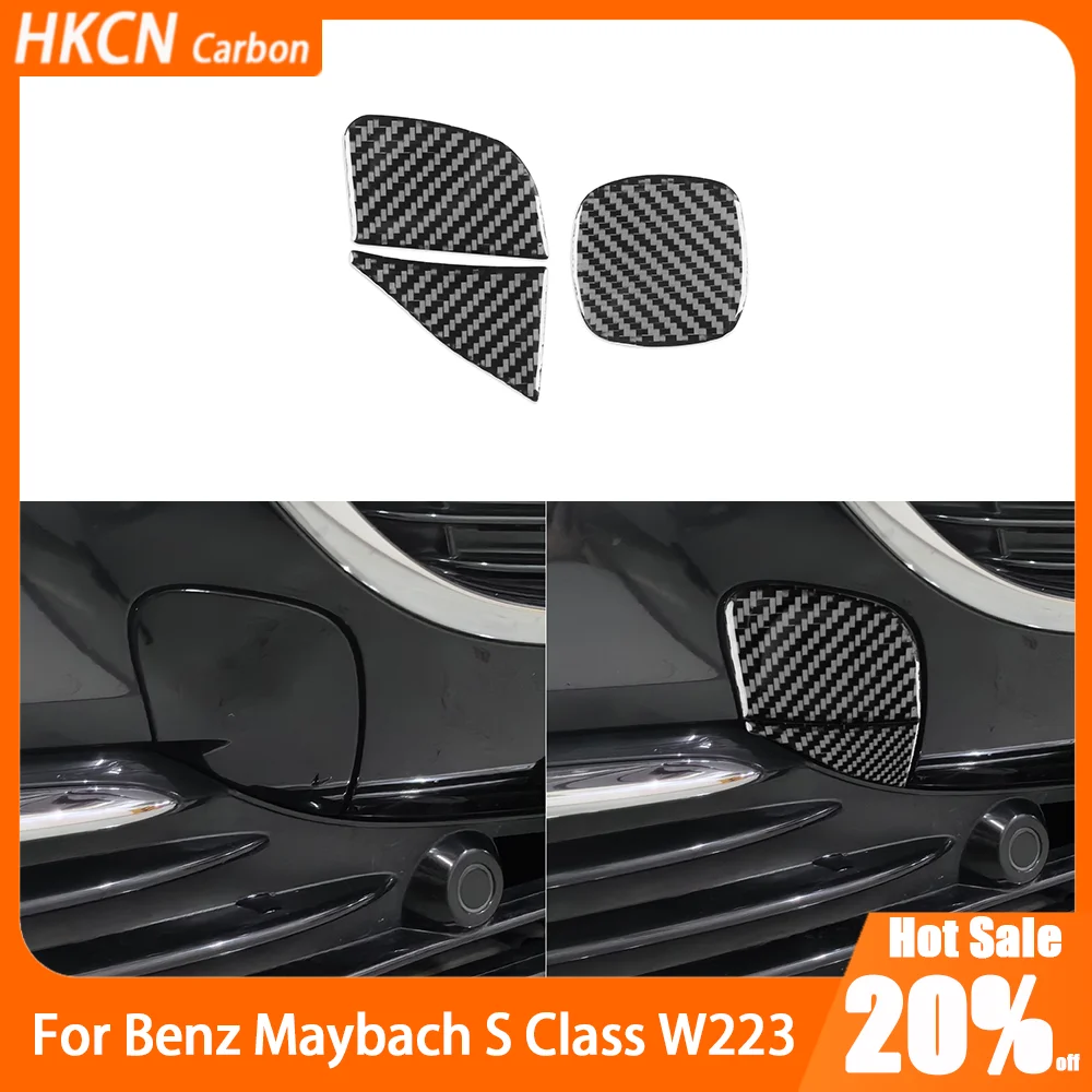 Carbon fiber tow hook panel sticker for Mercedes-Benz Maybach S-Class W223 2021 and later models. Car exterior modification acce