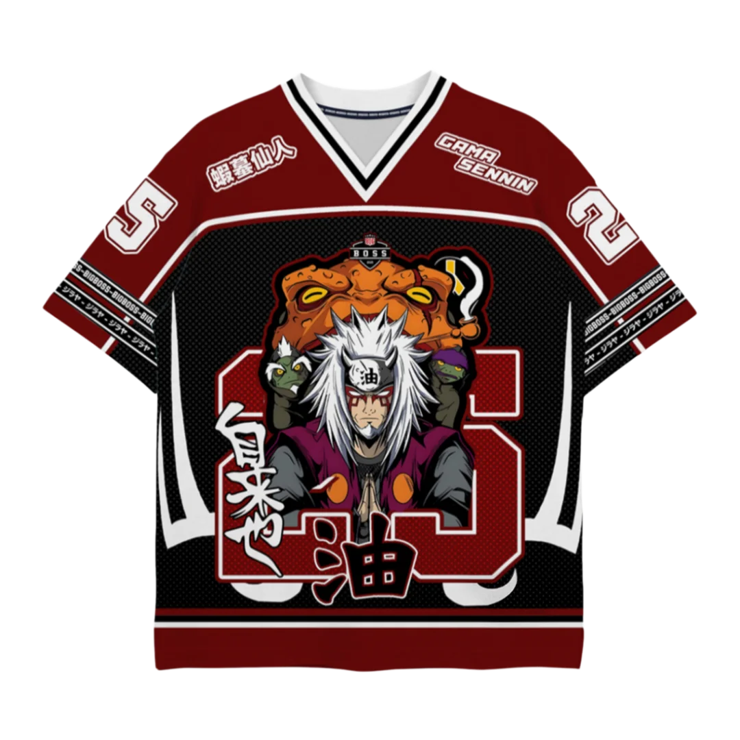 Naruto Gama Sennin Jiraiya Anime Rugby Style Jersey Family Summer Adults Kids Athleisure T-Shirt Breathable Quick Dry Streetwear
