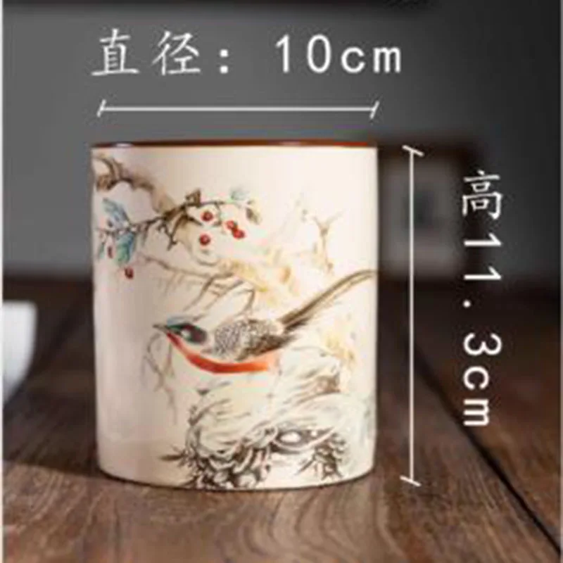Creative Ceramic Brush Holder - Chinese Style Calligraphy Pen Organizer, Desktop Storage for Writing Brushes, Unique Office Desk