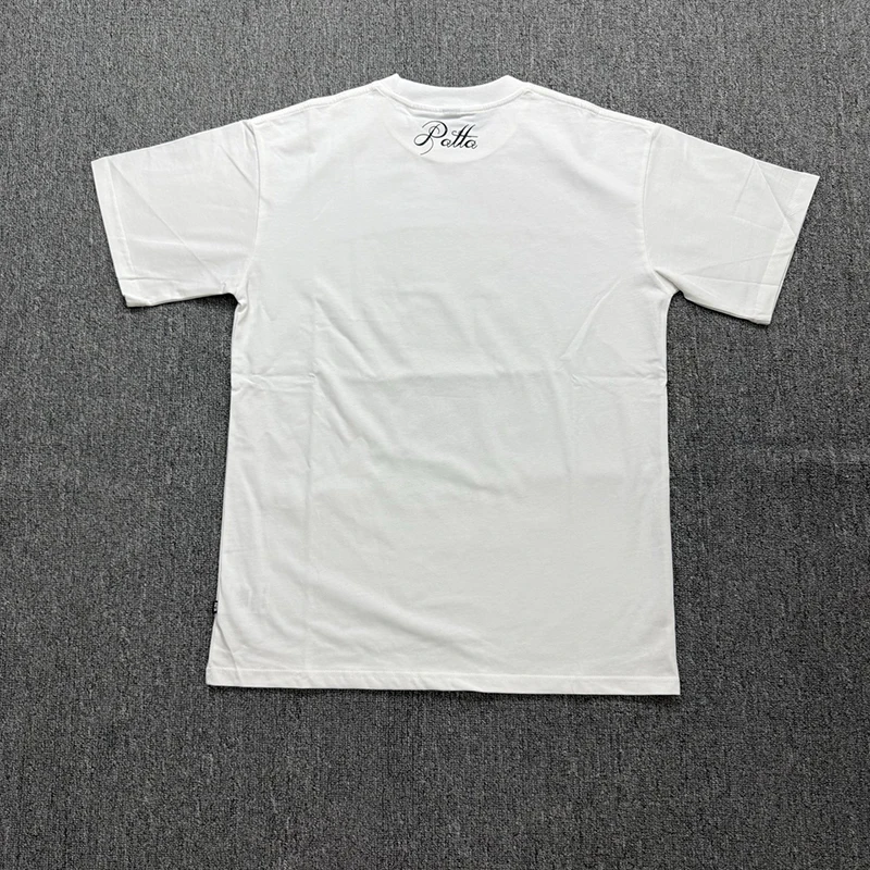 PATTA Streetwear Vintage Angel Art Print T Shirt White Crew Neck Short Sleeve Top