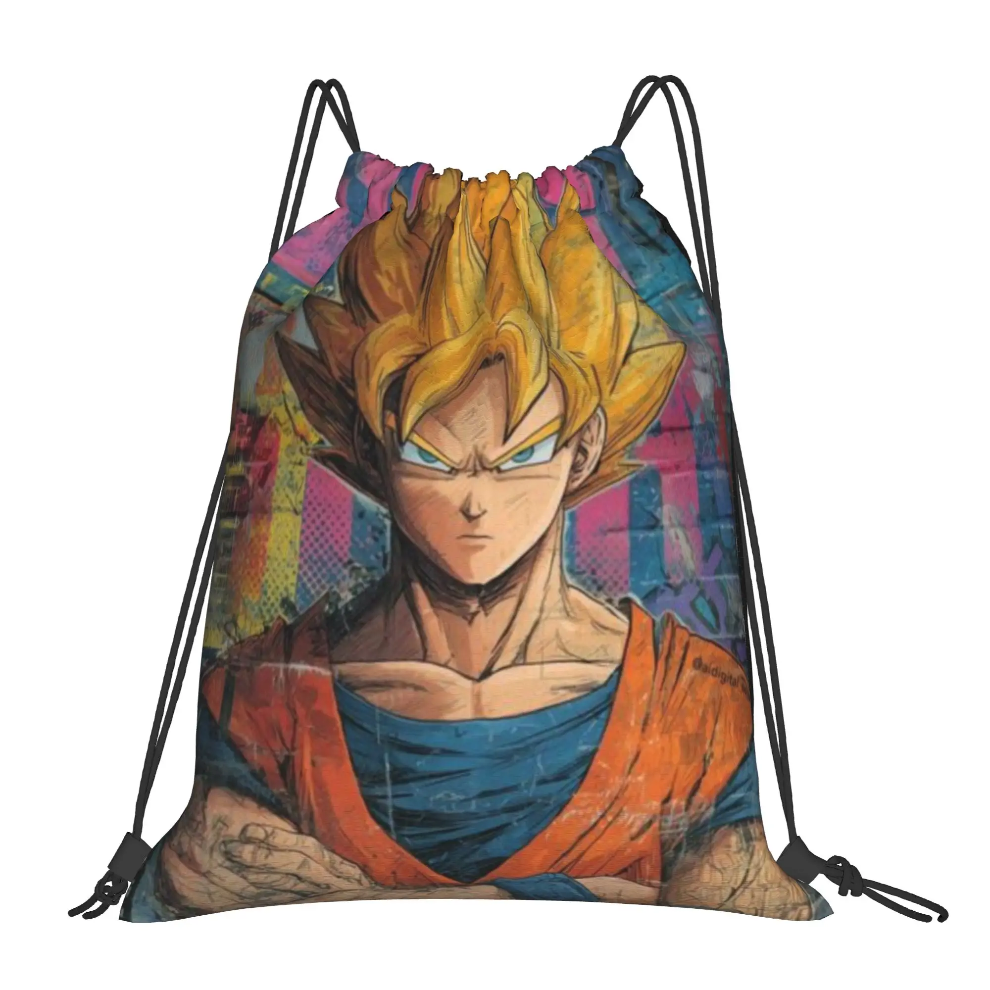 Mochila con cordón para compras, mochila portátil con diseño de Son Goku (27) de Dragon Ball, mochila para montar a caballo, bolsas con cordón para zapatos de gimnasio