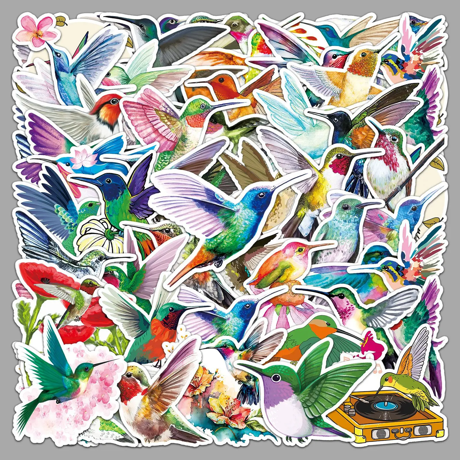

10/30/50Pcs Hummingbird Graffiti Stickers Personalized Cartoon Watercolor Style Bird Decoration Stickers DIY Guitar Skateboard