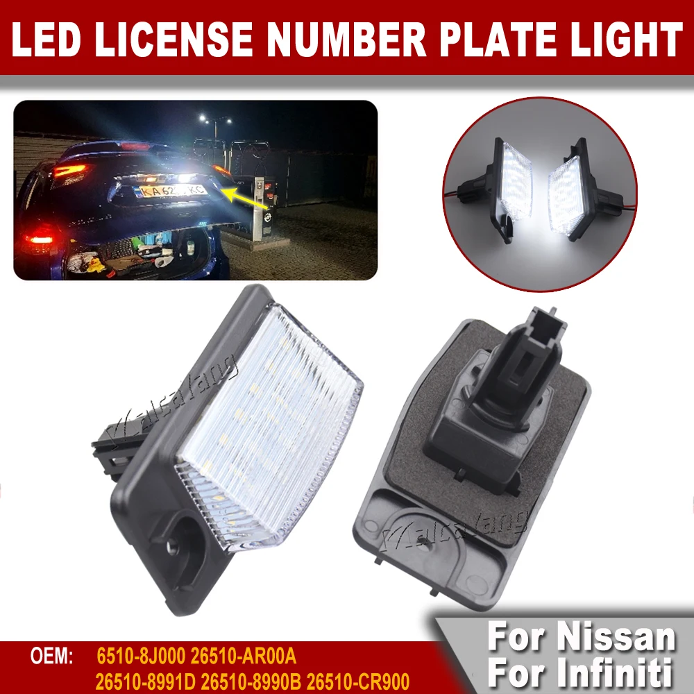 

2Pcs Car LED License Number Plate Light Lamps For Nissan X-Trail T32 Maxima Rogue NV1500 NV2500 NV3500 Murano Altima Infiniti