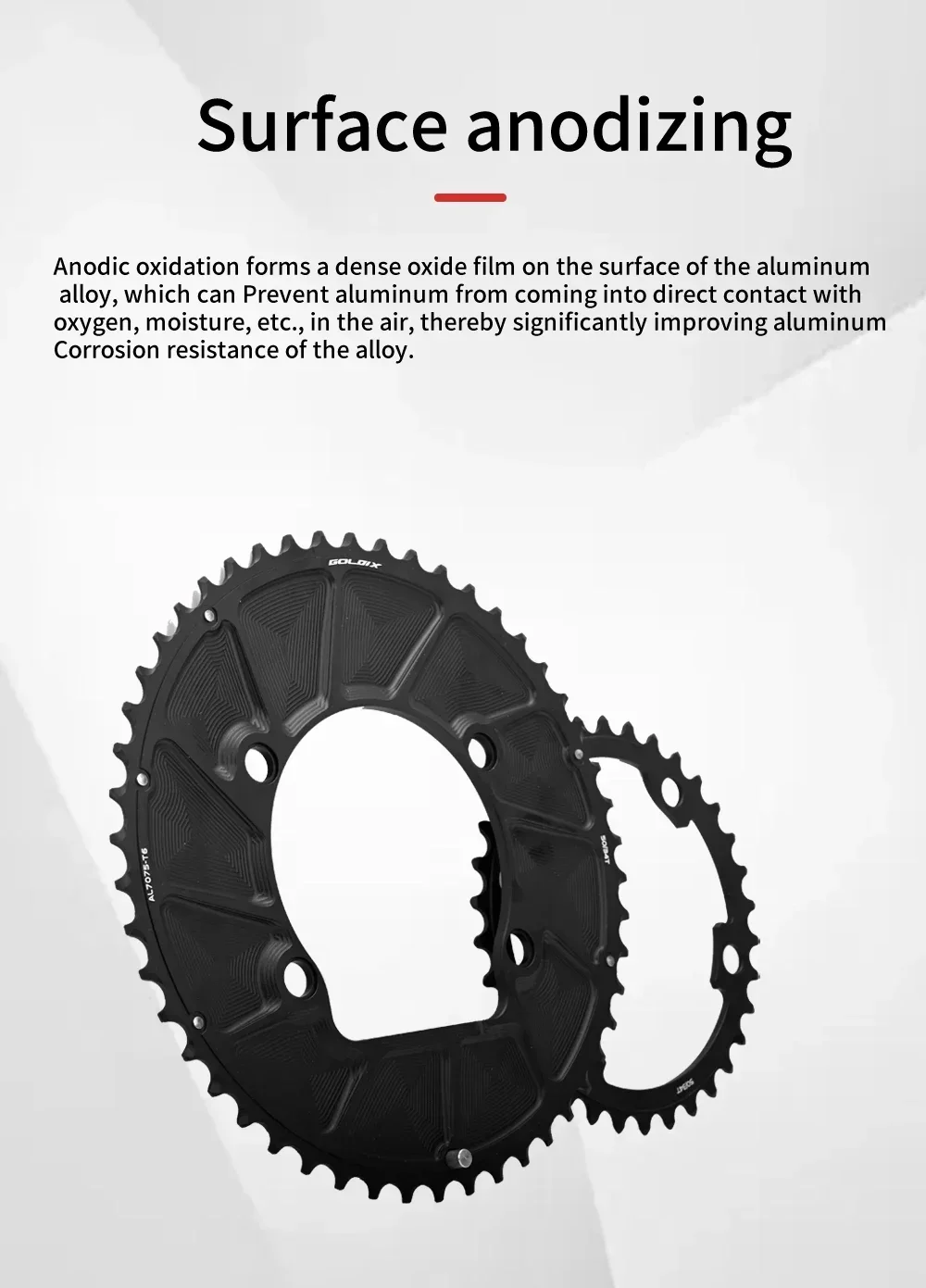 GOLDIX 4-Bolzen 110BCD 2X Doppelkettenblatt AERO-Kettenblatt für SHIMANO DURA-ACE R9200 ULTEGRA R8100 105 R7100 11/12-Gang-Kettenblatt – Detail 8