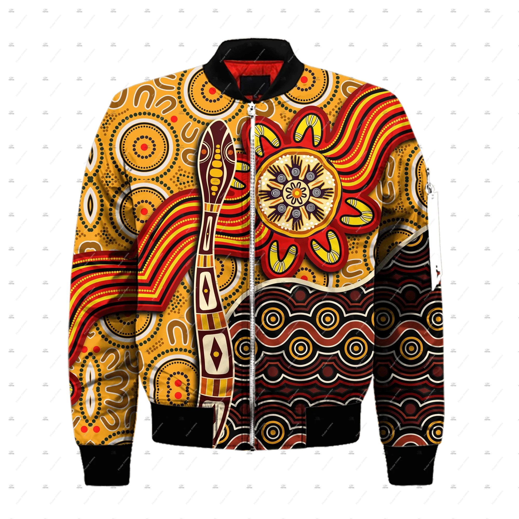 Australia kangaroo Aborigine Retro Indigenous Tattoo Vintage 3DPrint Winter Harajuku Overcoat Casual Windbreaker Bomber Jacket X