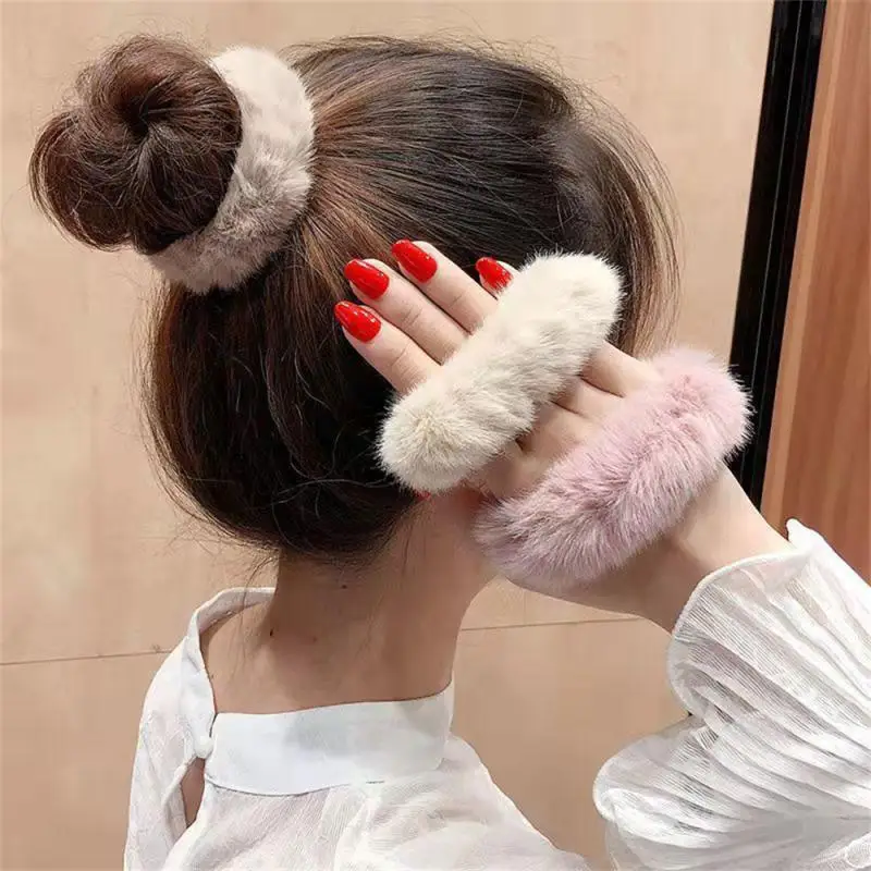 Plush Hair Rope Candy Color Flower Elastic Rubber Bands Women Scrunchies Girls Ponytail Holders Hair Tie Kids Hair Accessories