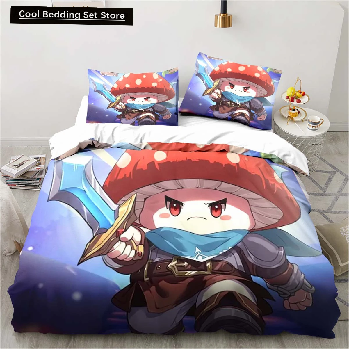 3D Print Anime Game Legend of Mushroom Pattern Duvet Cover Sets Comforter Bed Linen Gift Twin Queen King Size Romantic Home Gift