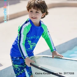 Boys Swimwear Long Sleeve Dinosaur Children's Swimsuit UV Protection Boy's Beach Clothes Rash Guard Swimming Bathing Suit Kids