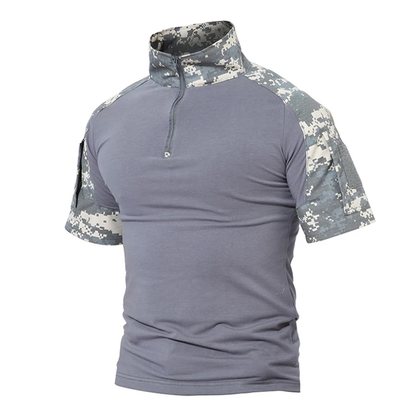 Military Tactical T-Shirt Mens Camouflage Short Sleeve Cotton Fat Slim Casual Workout Clothing Men Training Shirt