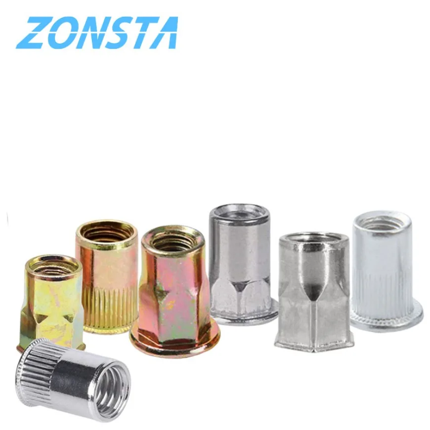 Rivet Insert Nut Stainless Steel/Aluminum/Zinc Plated Flat Countersunk Head Threaded Cap Rivet Nutsert M3 M4 M5 M6 M8 M10 M12