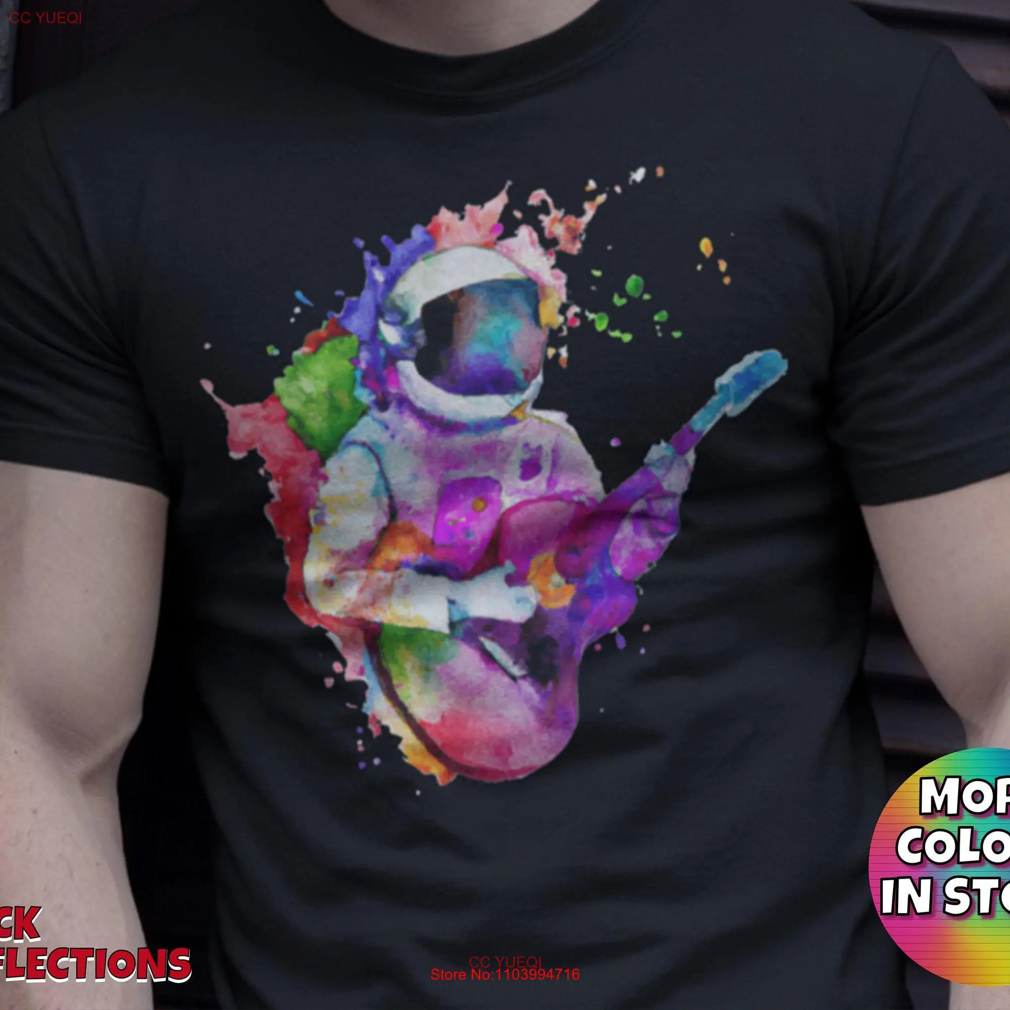 Футболка Rock Music Rocker Guitar Lover Classic And Roll Cool N Astronaut, играющая с длинным или коротким рукавом