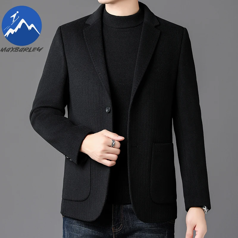 Maxbarley Woolen Overcoat Man 2025 Winter Korean Luxury Slim-fit Warm Suit Jacket High Quality Business Windproof Wool Coat Men