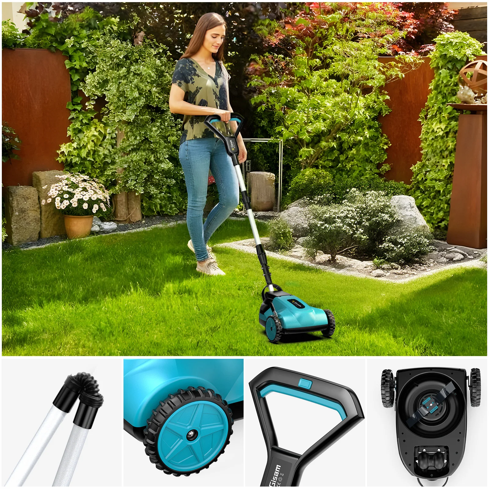 Gasam 46000 دورة في الدقيقة جزازة العشب الكهربائية بدون فرش ماكينة تشذيب العشب اللاسلكية 3 تعديل الارتفاع أداة الحديقة لـ Makita 18 فولت بطارية دبوس