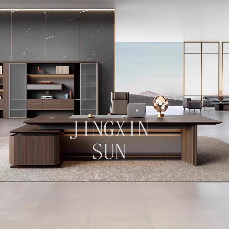 New Chinese style fashionable atmosphere boss desk simple modern walnut president desk office single class desk