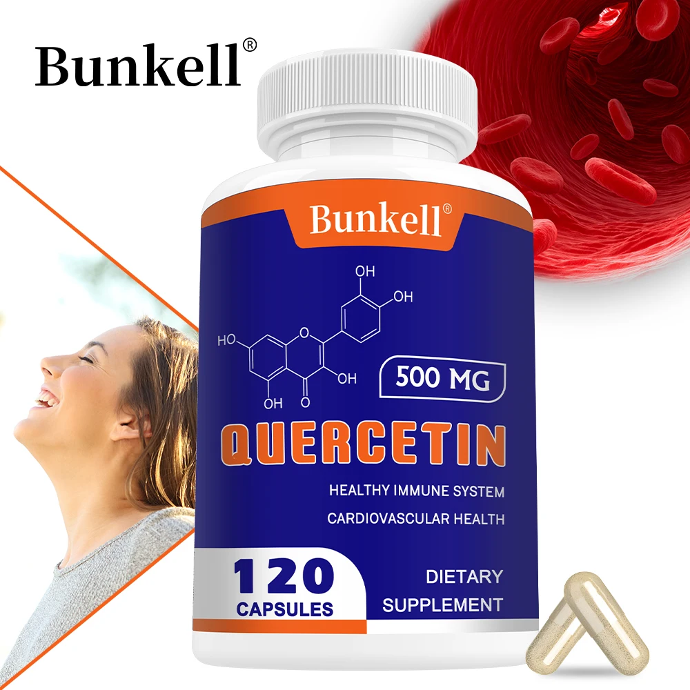 Quercetin 500 Mg, 120 Veggie Capsules (Non-GMO, Gluten-Free, Vegetarian) - Supports Cardiovascular Health, Immune Response