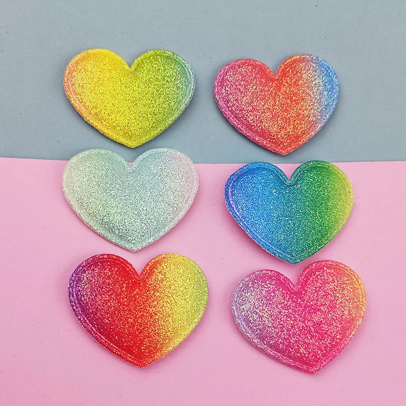 Glänzende Glitzer-Herz-Applikation, Kinder-Stirnband-Accessoires, Schuhe, Hut-Dekorationsaufnäher, 50 Stück – Detail 2