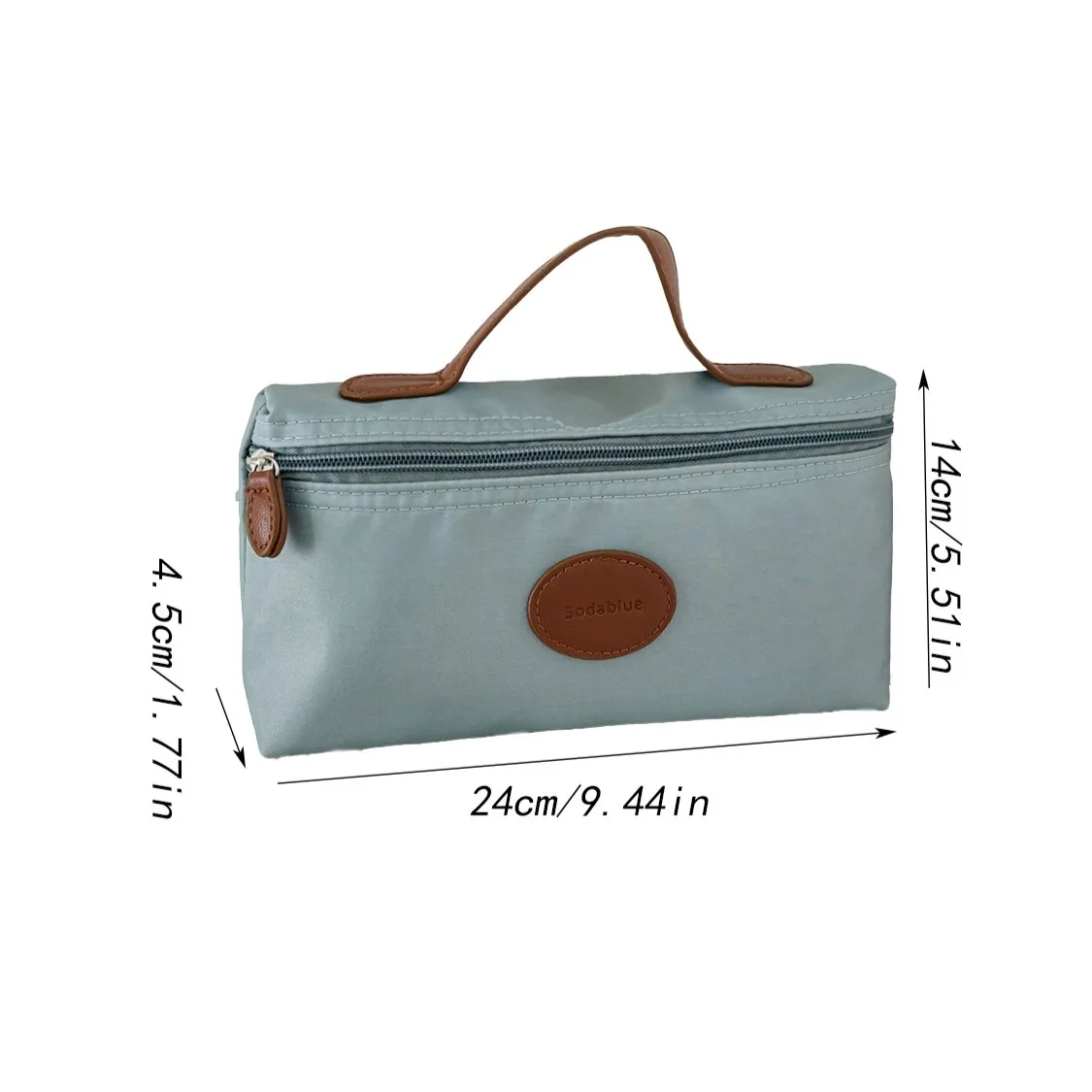 Korean Simple Handle Makeup Bag Leather Label Solid Multi Color Womens Portable Travel Makeup Toiletry Organizer Storage Bag