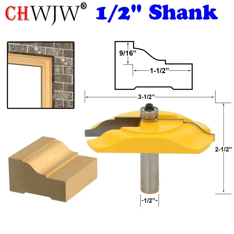 

1Pc Brick Mold & Exterior Casing Router Bit - 1/2" Shank Line knife Woodworking cutter Tenon Cutter for Woodworking Tools