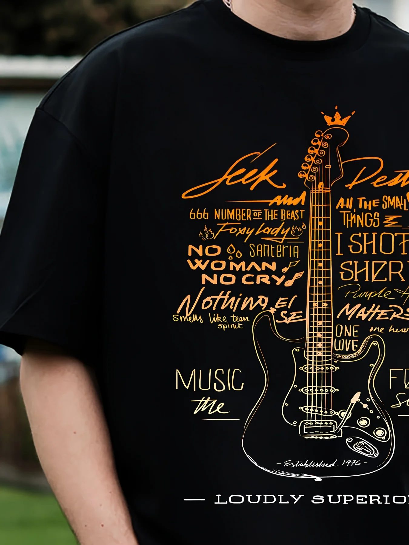 Men's Black Cotton Casual T-Shirt - "Music for The Soul" Graphic Print Round Neck Cotton Perfect for Everyday and Outdoor Wear