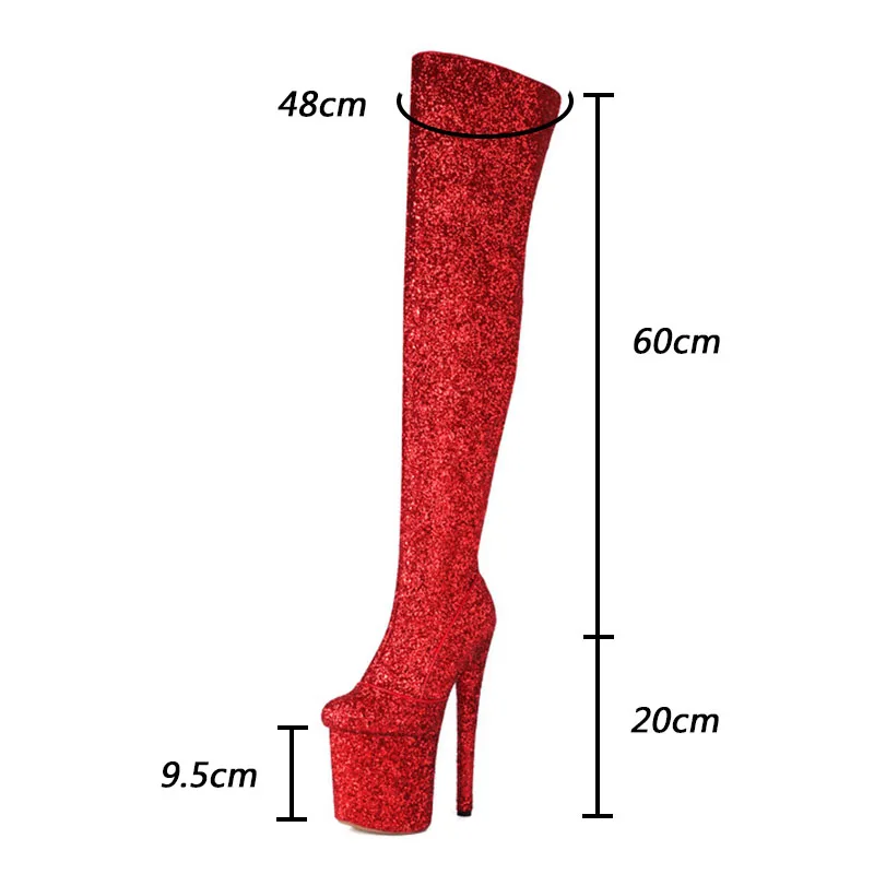 Rontic Women Winter Over The Knee Boots Ultra High Heels Round Toe Pretty Silver Gold Cat Walk Shoes Ladies US Size 4-10.5 view 2