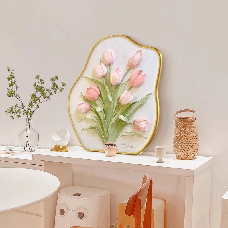 French Cream Style Flower Bedroom Bedside Tabletop Texture Ornament Painting Therapy Wall Art Living Room Home Decoration