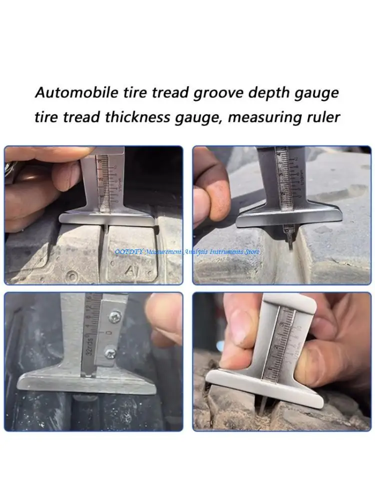 

367D Stainless Tire Treads Depth Gauge for Accurate Grooves Measuring with Clear Scale