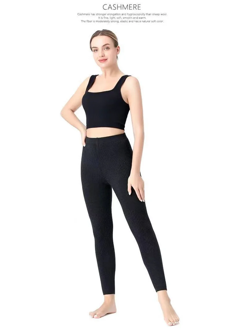 Women's Wool Leggings Slim Pants High Waist Autumn and Winter Cashmere Casual Knitted Pencil Pants Korean Thick Casual pants