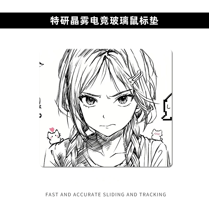 

Cartoon Girl Cool Boy Photovoltaic Glass Mouse Pad Tempered Upgrade Smooth FPS Game & Office Specific Mousepad Laptop Desk Mat