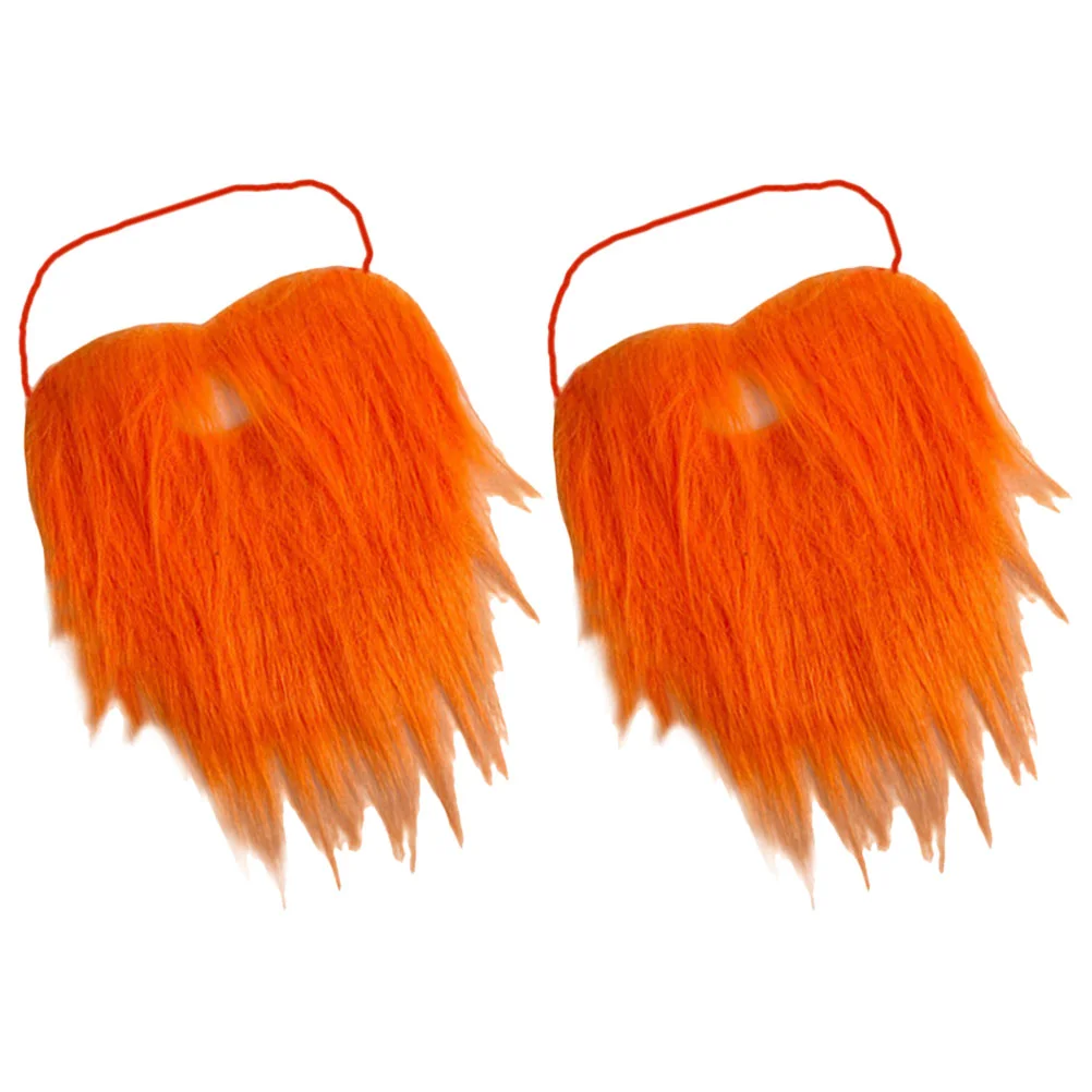 2 Pcs Prom Party Beard Funny Mustache Fake with Cover Aldult Cosplay Costume Ornament Flannel Creative Man Child