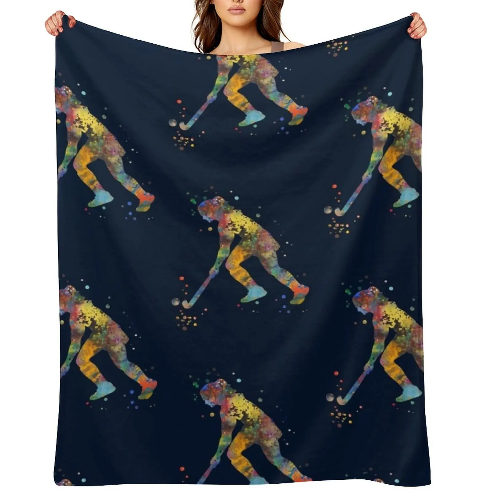 

Field hockey girl Throw Blanket blankets and throws For Baby Blankets For Bed Decorative Beds Blankets