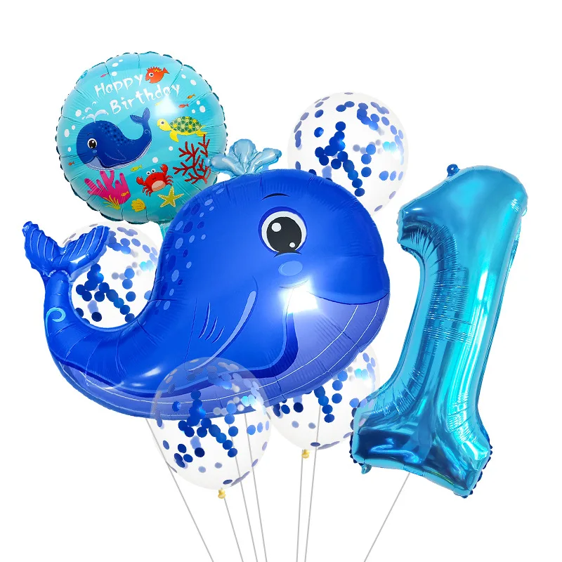 New Cartoon Whale Benny Crab One Year Old Digital Aluminum Film Balloon