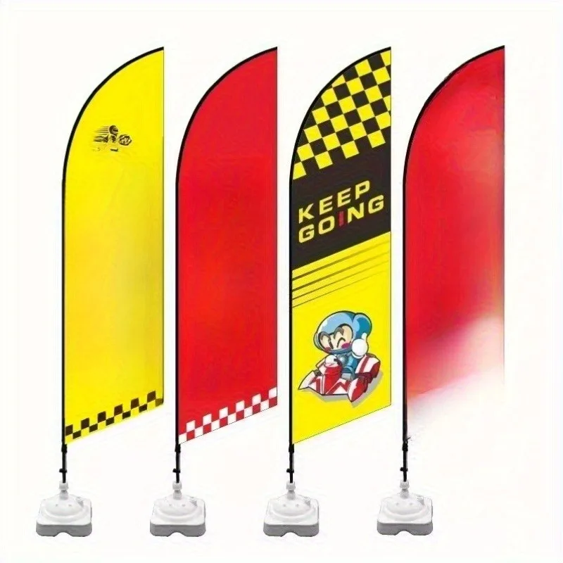Custom-Made Knife Flags & Colorful Banners Set with Flagpole And Base for Go-Kart Advertising Outdoor Beach Racing Banners with