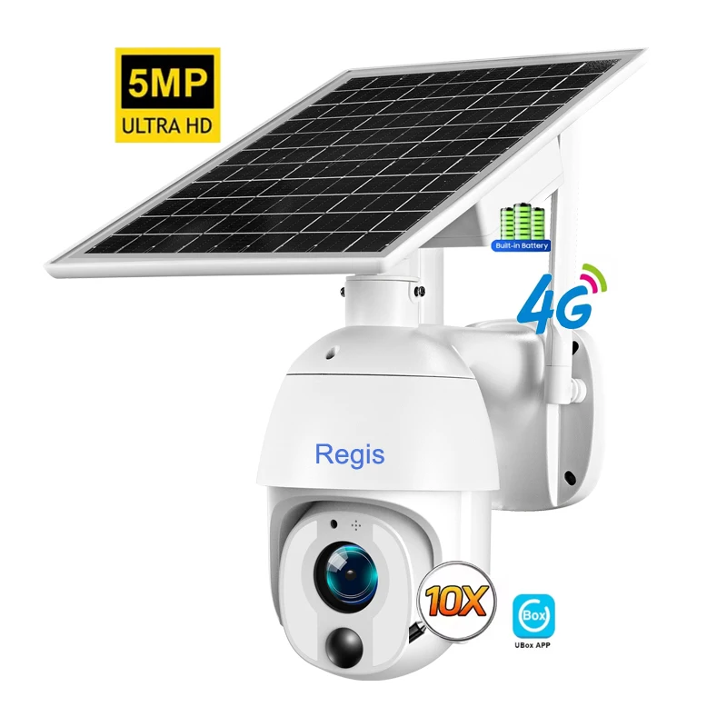 

5MP Wireless 4G CCTV Camera 10X Optical Zoom Low Power IP66 Waterproof PTZ Solar Camera With Night Vision CMOS Sensor